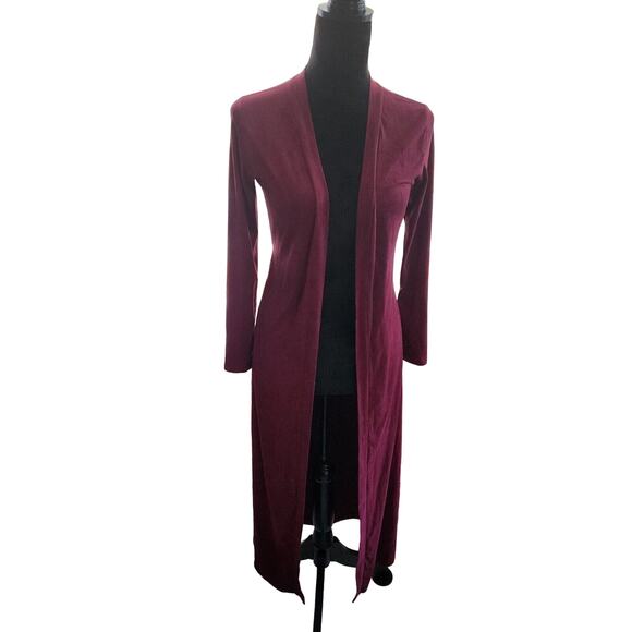 Identity Burgungy Peachskin Fabric Cardigan Size Xs - Picture 1 of 5